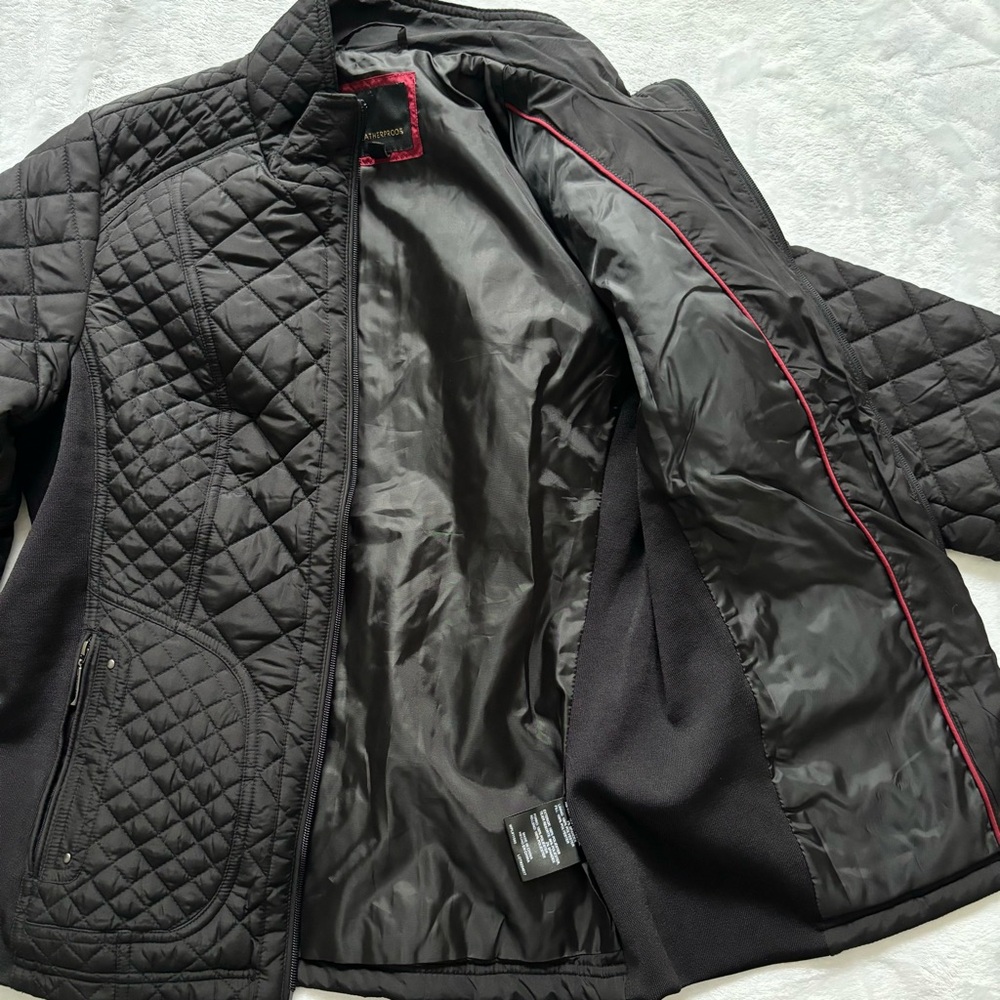 WEATHERPROOF Black Quilted Jacket with Side Stretch Panels--M - Picture 2 of 16
